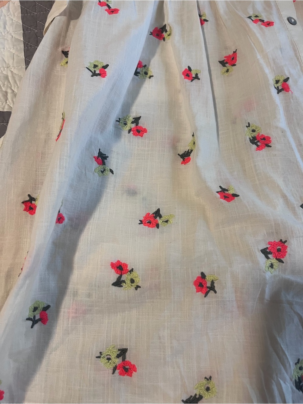 Floral Button Front Top with Flutter Sleeves - Picture 2 of 4